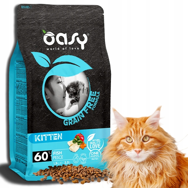 Levně Oasy Dry Cat Grain Free Kitten ryba suché krmivo pro kočky 1,5 kg