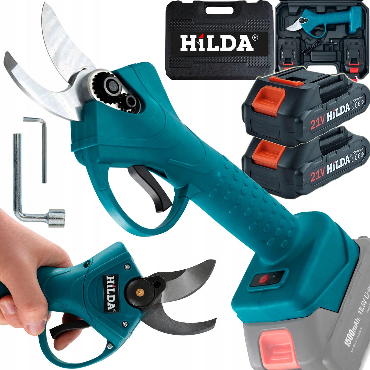 Sekator Nożyce Akumulatorowe Hilda Ogrodowy 2 Aku 1500 mAh Do Gałęzi
