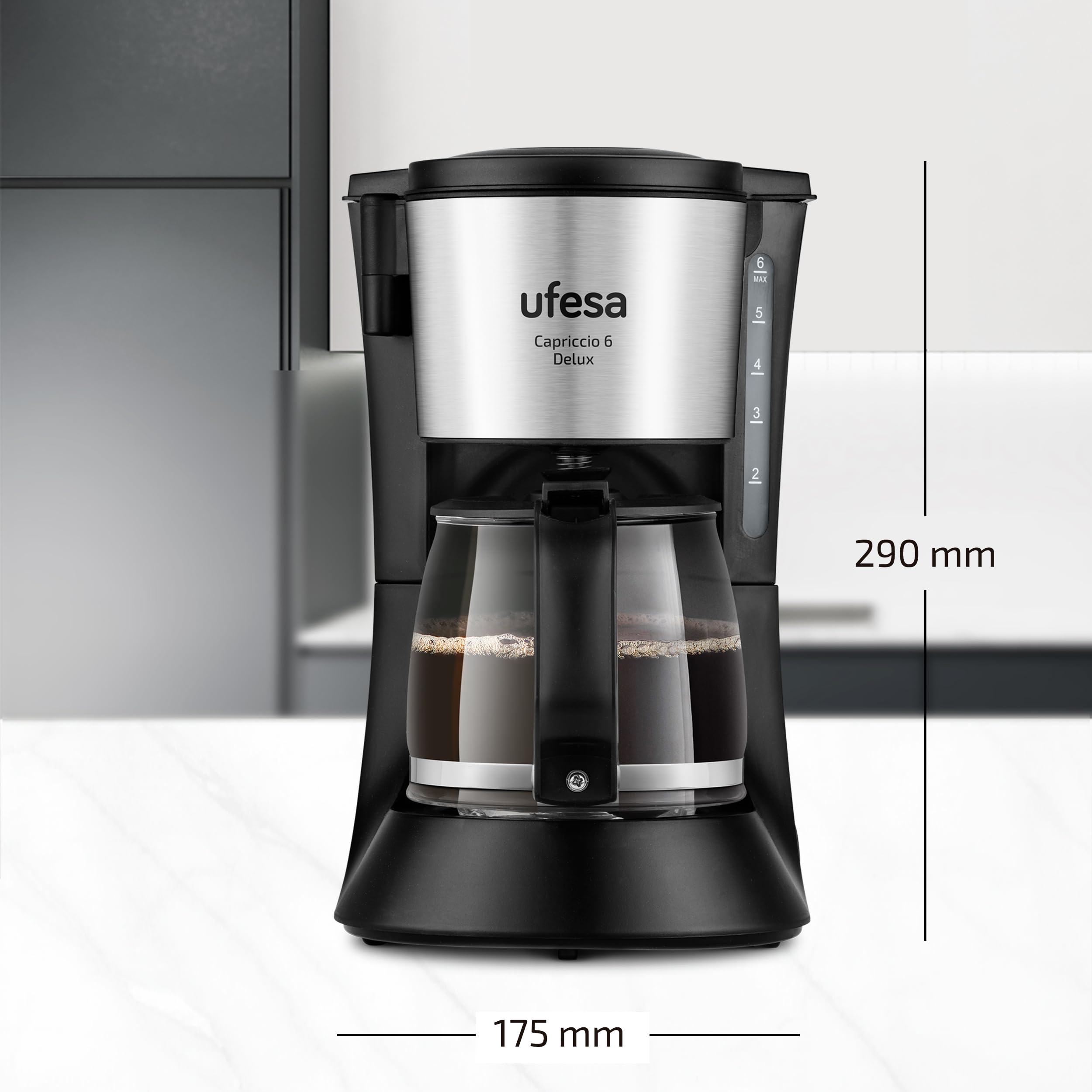 UFESA CG7115 Ekspres Do Kawy 6 Filiżanek 600W 06L System Antykapaniowy — miniatura 4