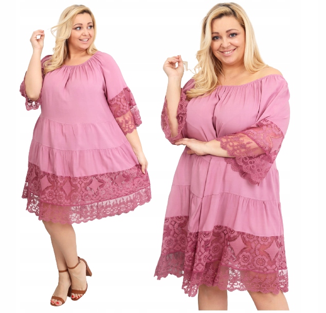 Sukienka hiszpanka oversize z koronką plus size