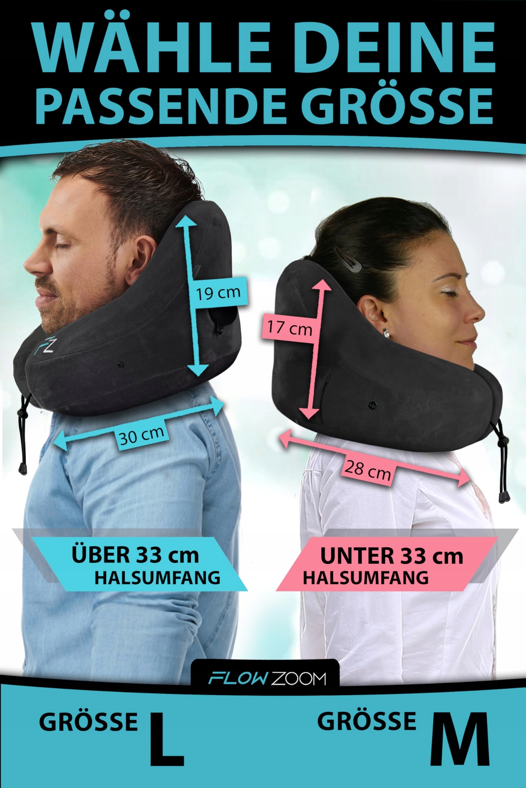FLOWZOOM PODUSZKA ERGONOMICZNA NADMUCHIWANA NA SZYJĘ PODRÓŻNA — miniatura 5