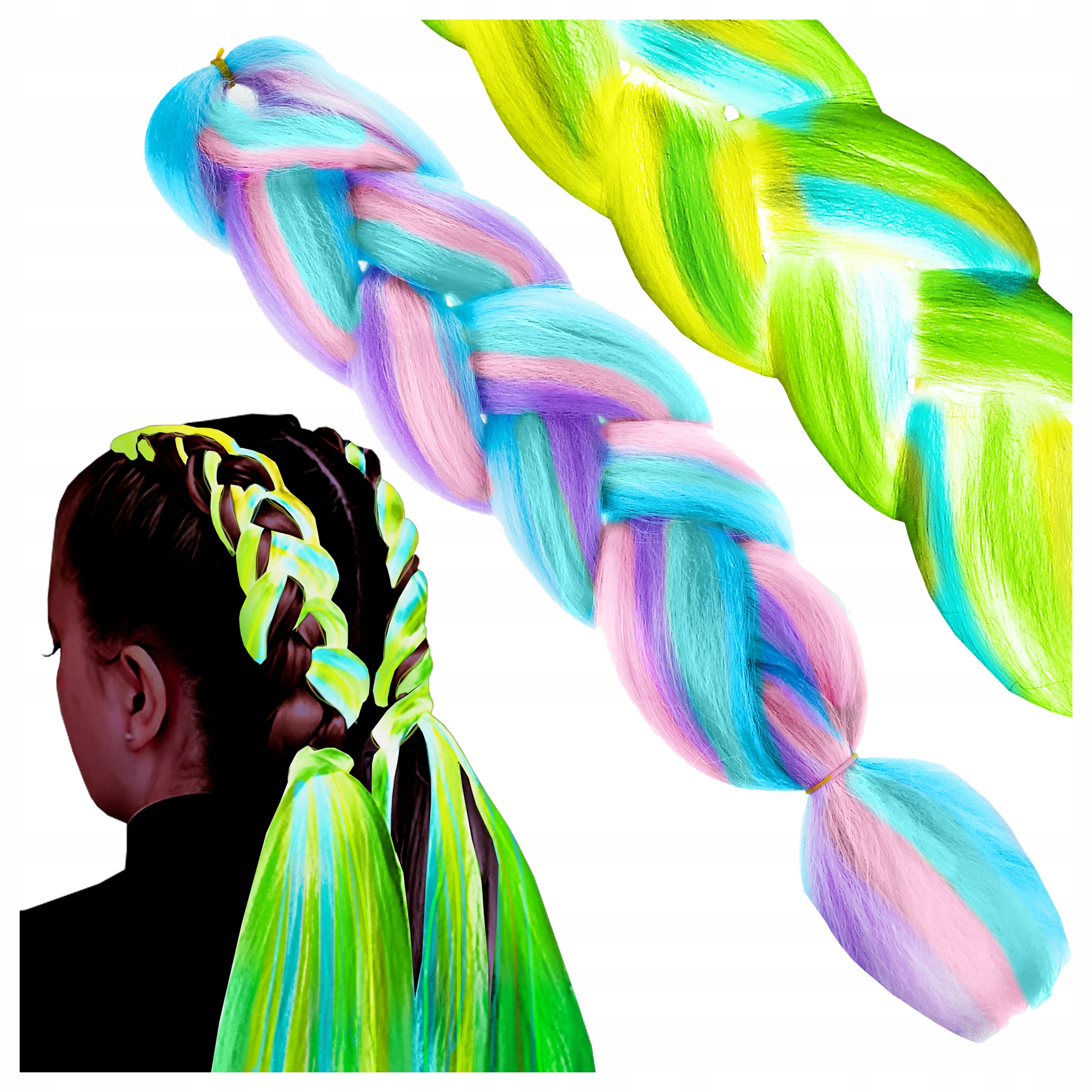 WŁOSY SYNTETYCZNE DO WARKOCZYKÓW WŁOSY DOCZEPIANE ŚWIECĄCE W CIEMNOŚCI