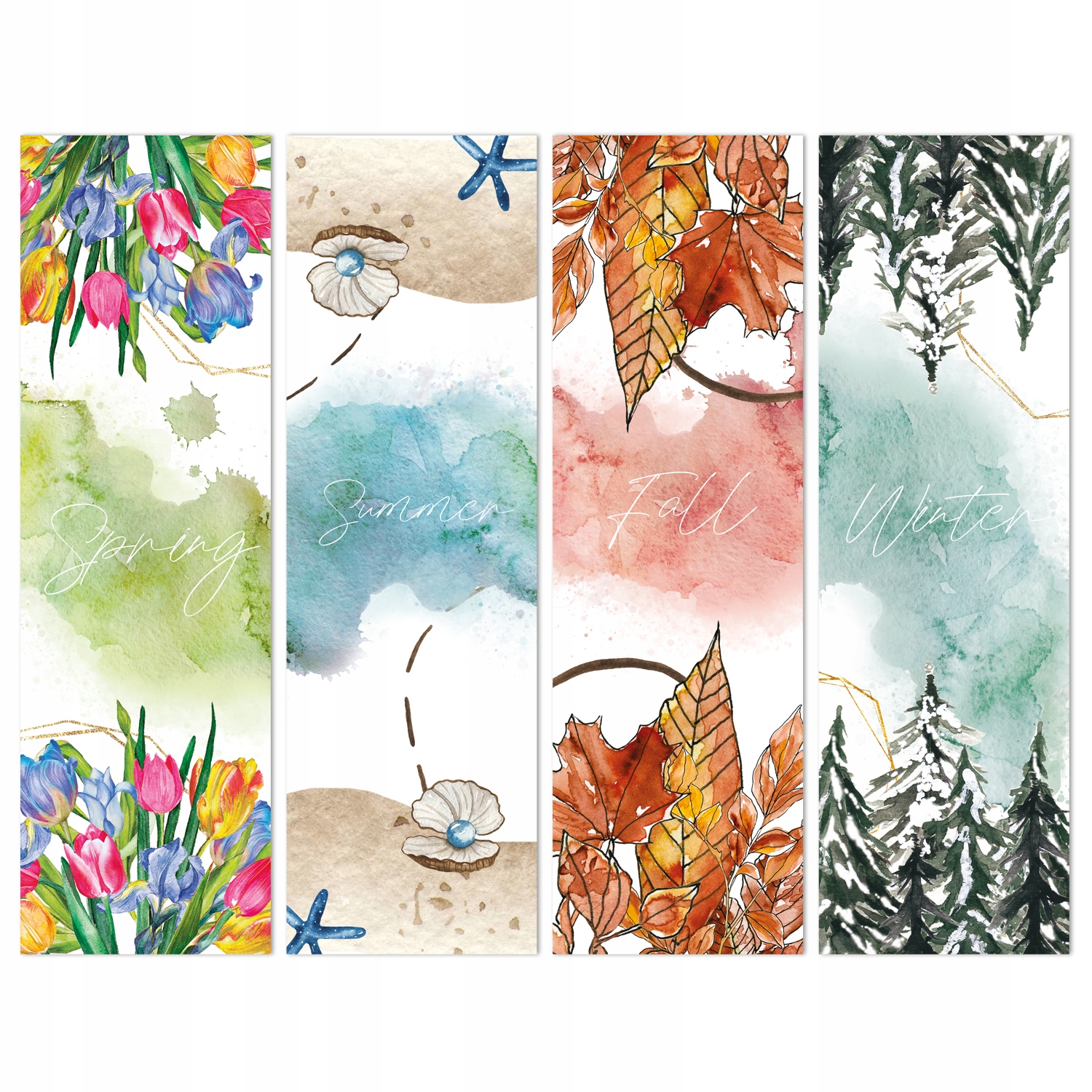 Zestaw 4 szt. zakładek do książek-CZTERY PORY ROKU