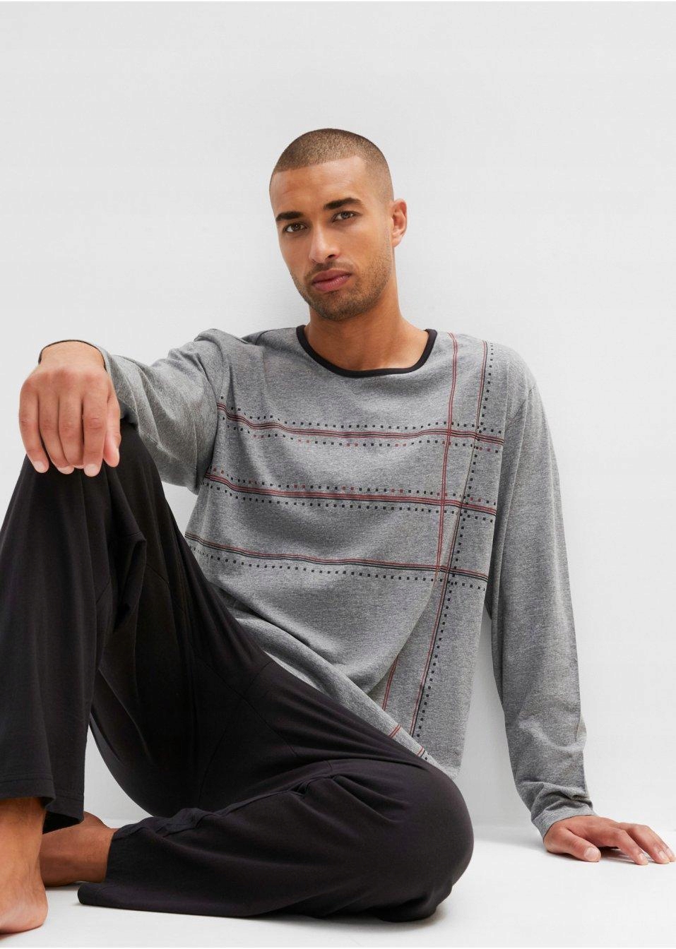 52 Bonprix PIŻAMA MĘSKA DŁUGA 2CZ