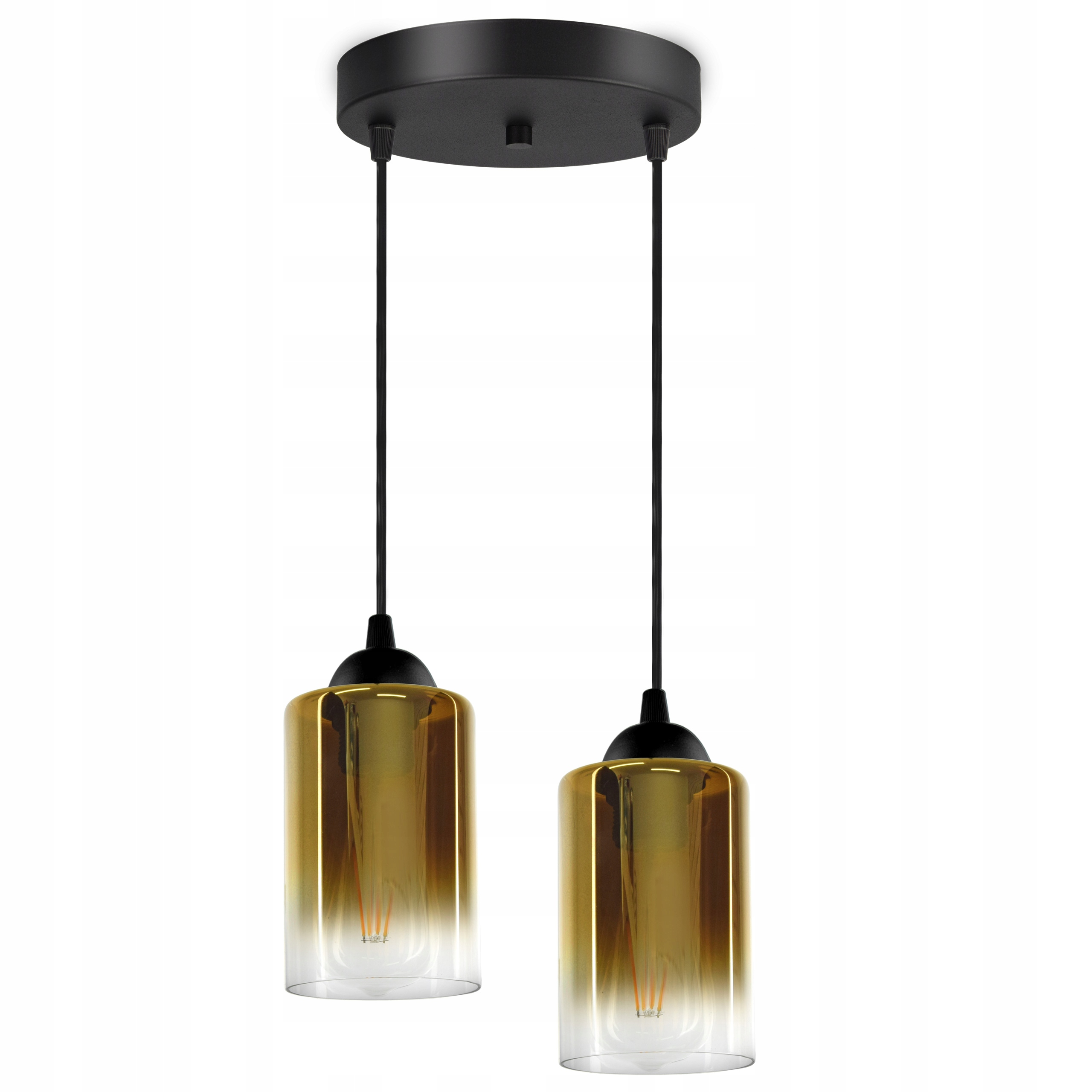 

Lampa Wisząca Dwie Tuby Złote Transparentne Led