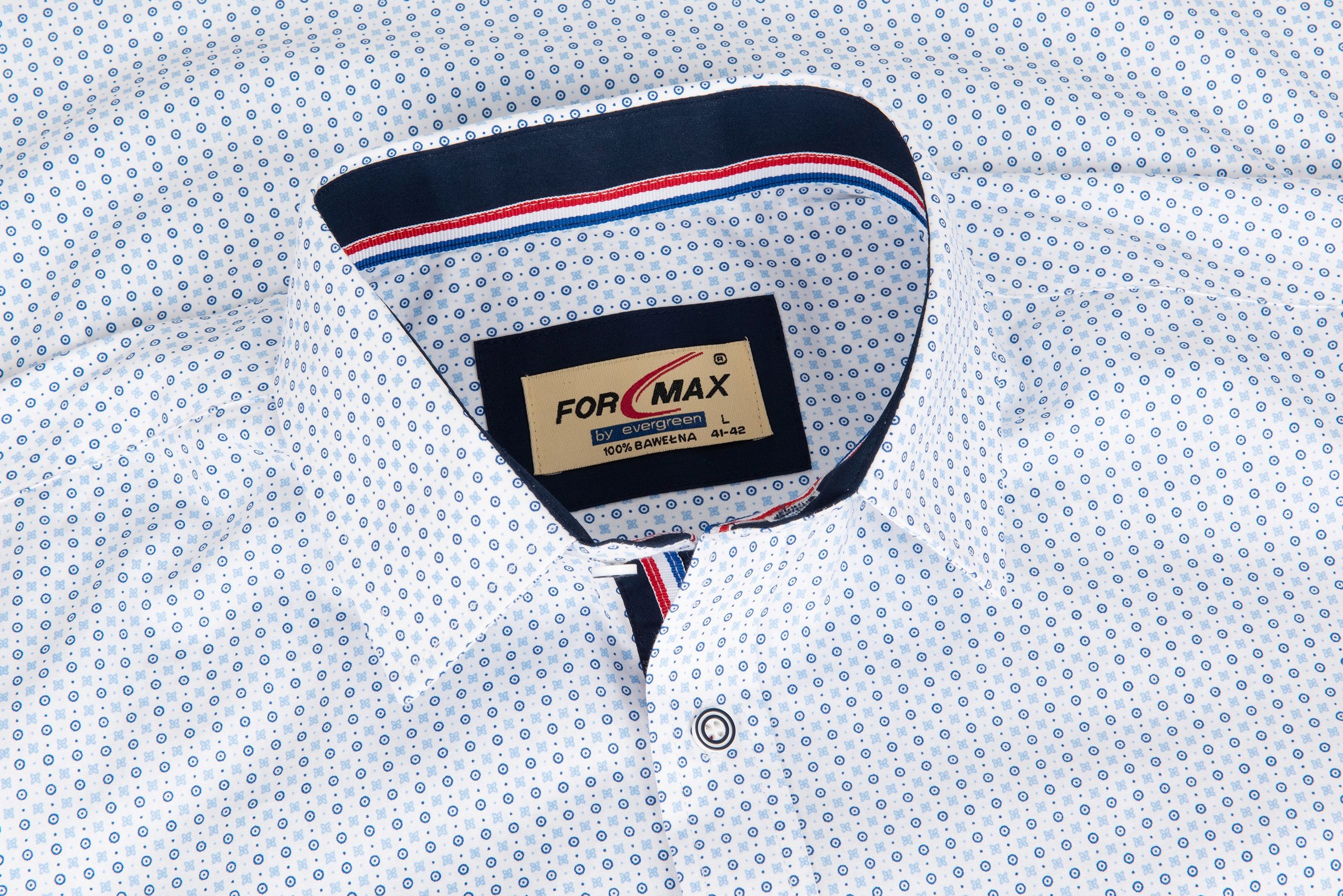 DUŻA KOSZULA MĘSKA BIAŁA WE WZORKI 6XL 50/51 FW112 Rękaw długi rękaw