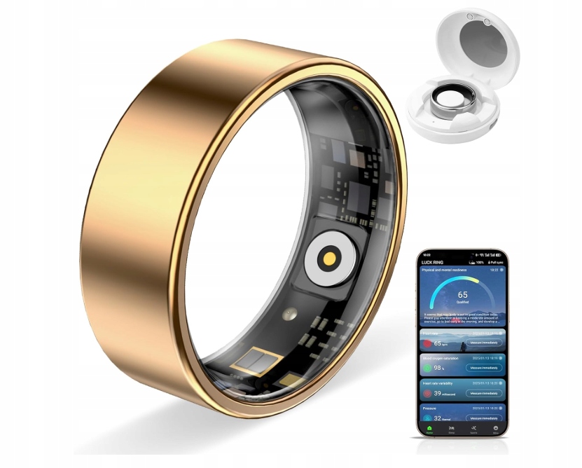 Smart Ring Inteligentny Pierścień, Obrączka, Fitness Kolor Złoty Rozmiar 9