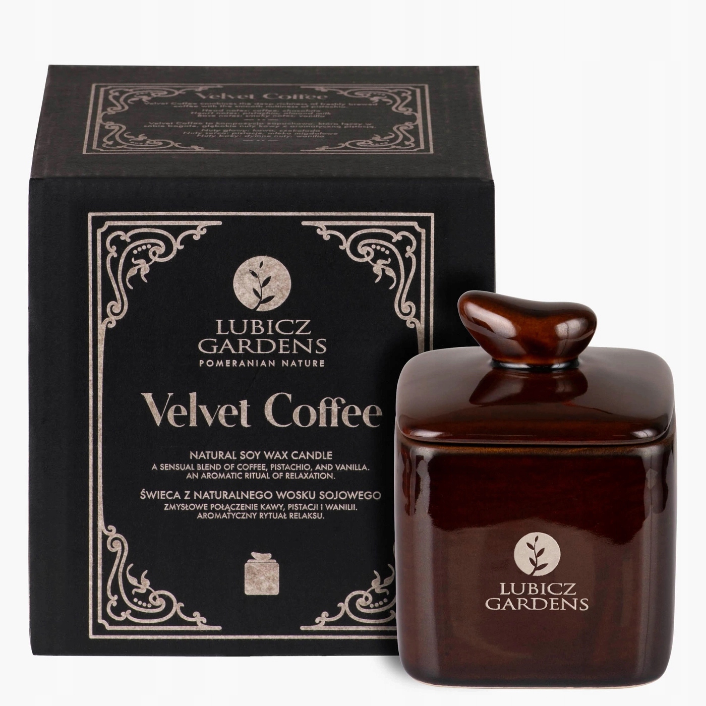 Lubicz Gardens Velvet Coffee svíčka čtvercová 180 g