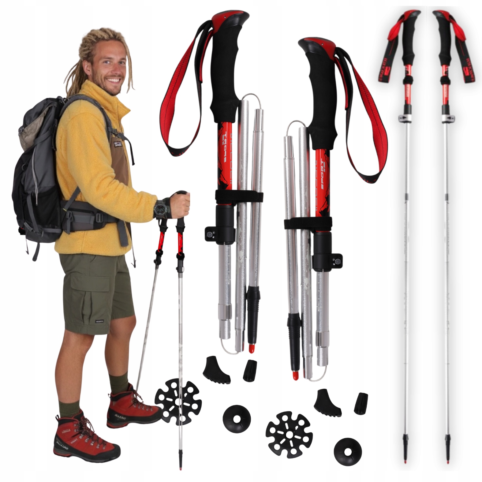 Trekingové Hole Nordic Walking Skládací Hole Lehké Pro Chůzi Hory 2x