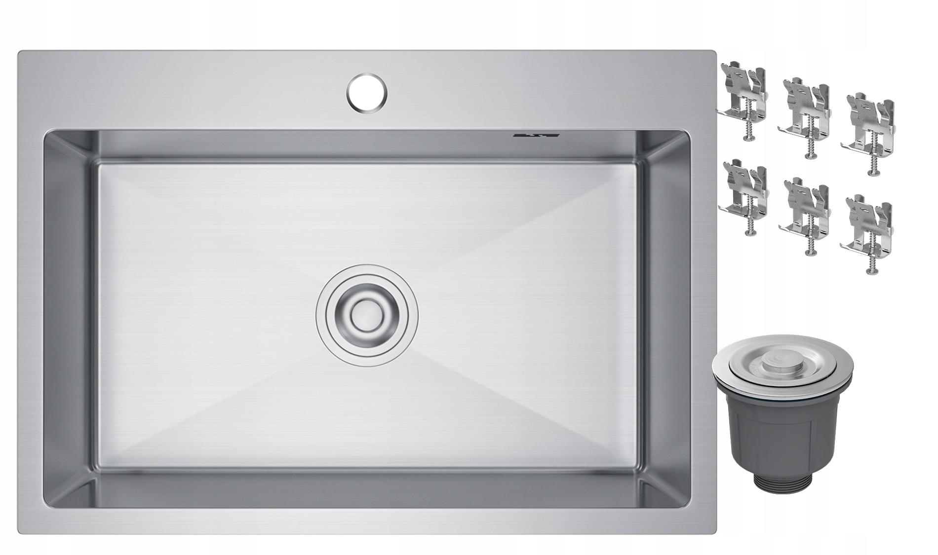 Oceľový Drez Strieborný Jednokomorový Kuchynský Sifón Chróm BARI65