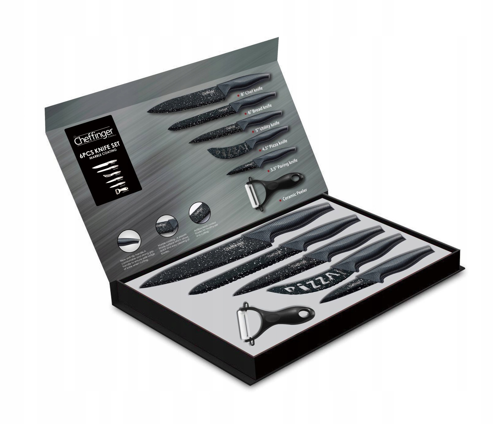 Komplet noży w pudełku Cheffinger 5 szt. Marka Cheffinger