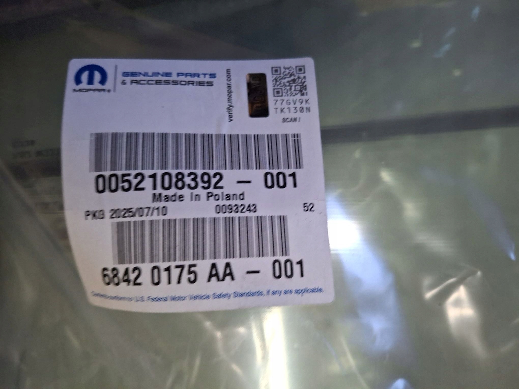 OKNO dveře pravá FIAT 500 2007R->