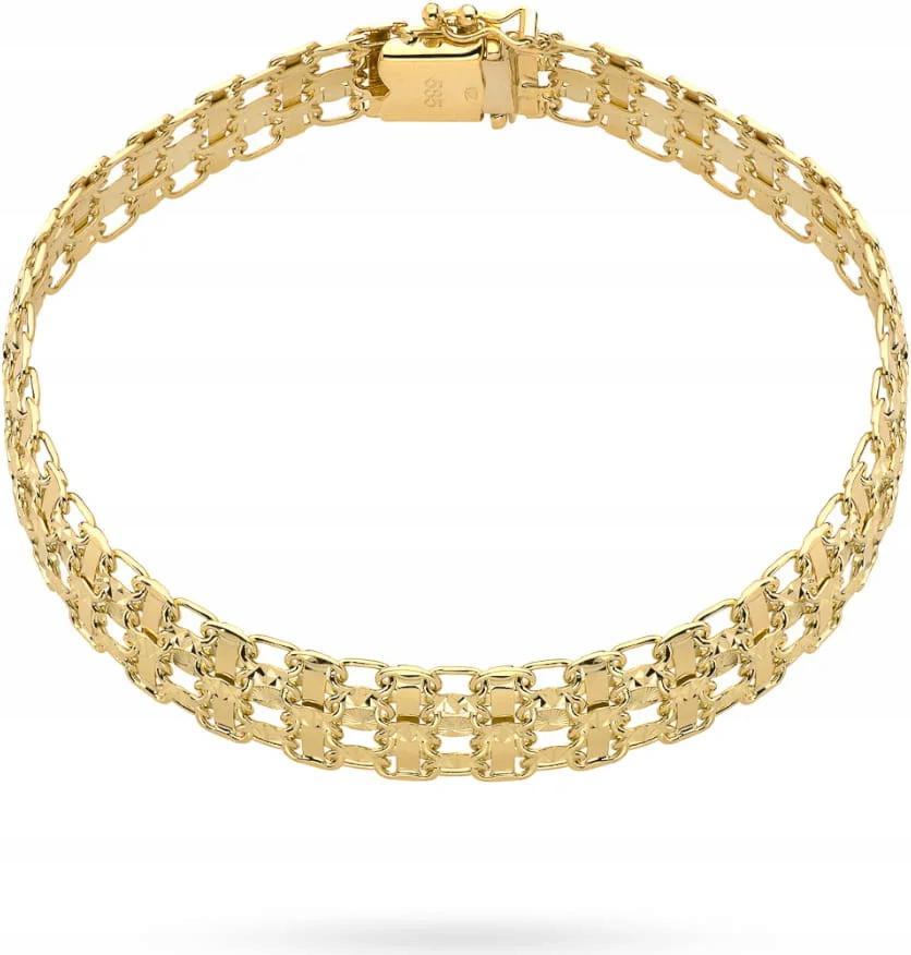 Dámský zlatý náramek 585 z kolekce „piatto“, široký, masivní, 12.24 g