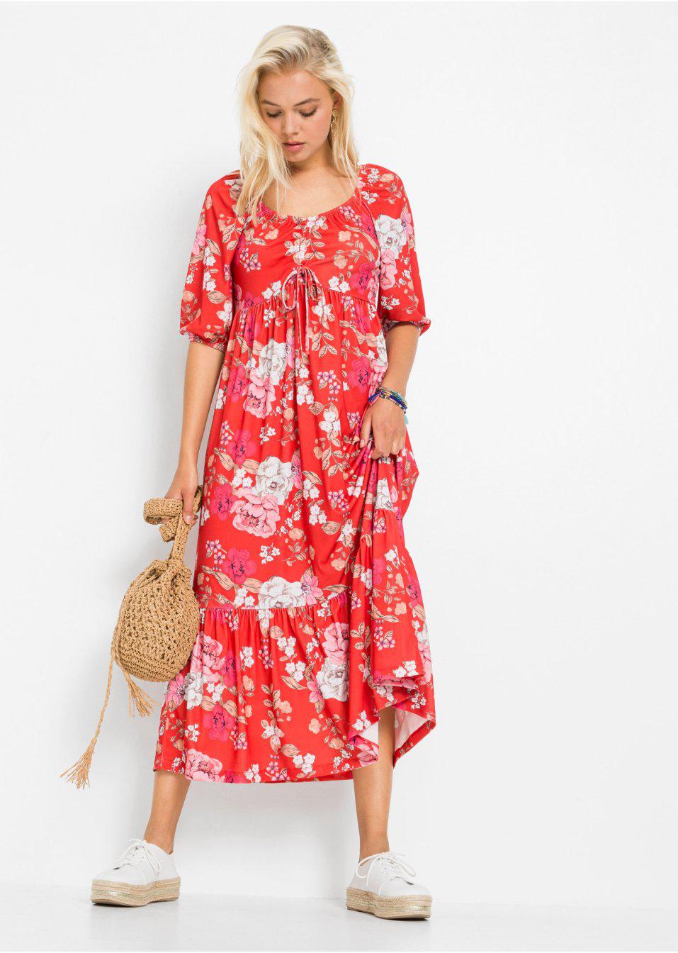 Bonprix 48 SUKIENKA MIDI W KWIATY Płeć kobieta