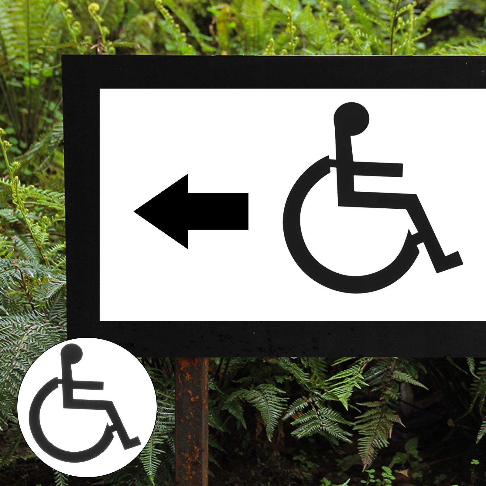 Znak toalety Znak łazienki dla osób poruszających się na wózkach inwalidzkich unisex Kolor dominujący czarny