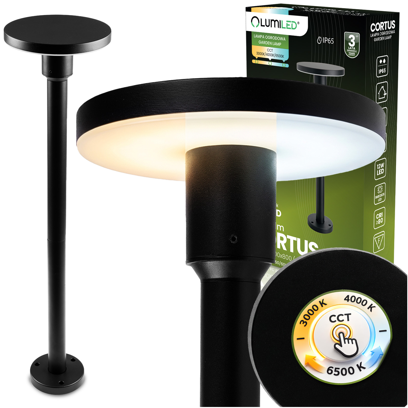 Venkovní stojací zahradní lampa Led Sloupek 80 cm 12 W Sloup 3 Barvy Světla
