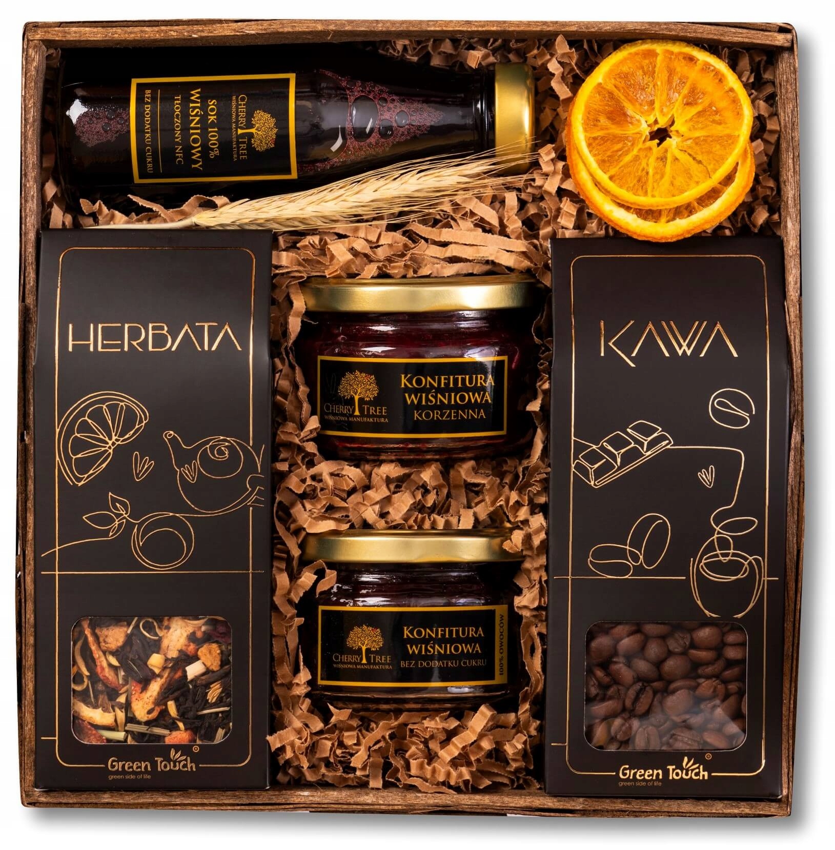 Levně Dárkový Koš dárkový set čaj káva džemy a nfc džus