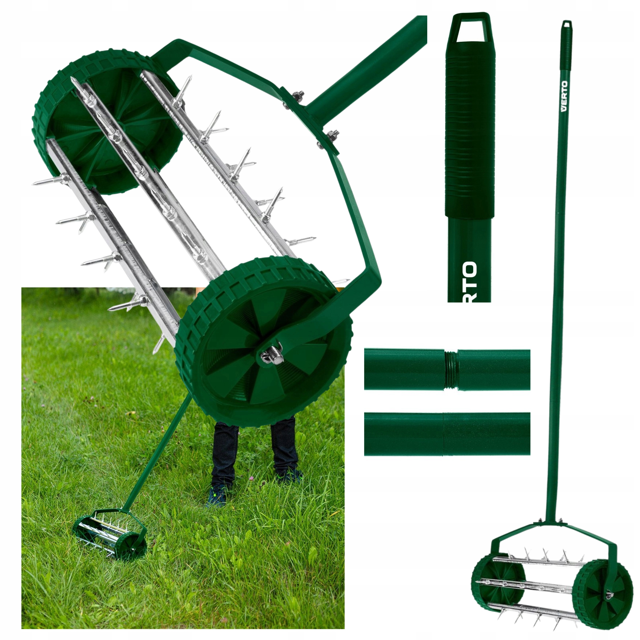 Aerator Areator Wertykulator Ręczny Obrotowy Walcowy Kolce Trawy Trawnika