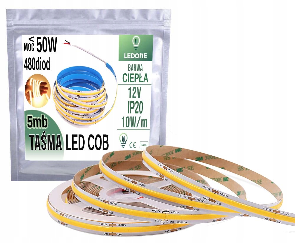 

Taśma Led Cob 12V Neon Ciepły 5m linia Led Pro
