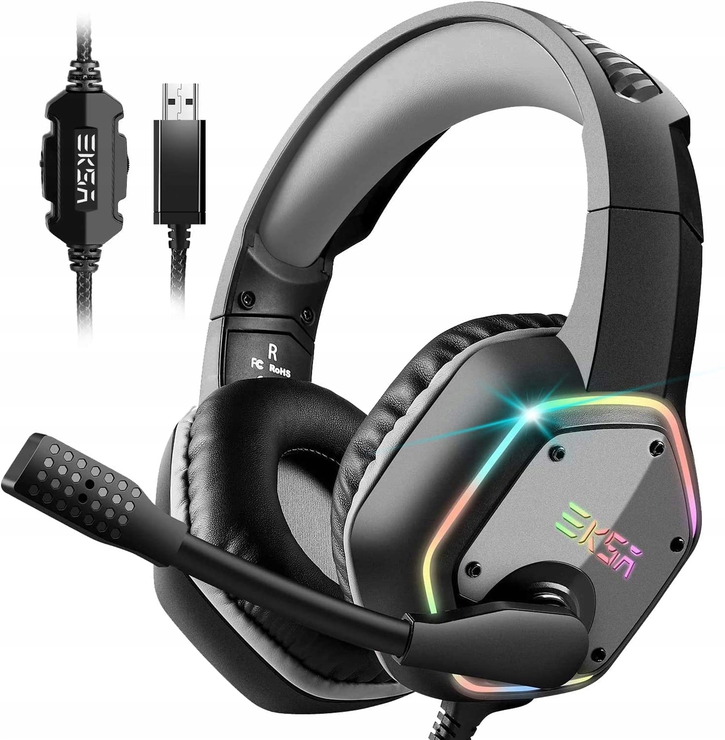 EKSA E1000 Słuchawki Gamingowe USB z Mikrofonem RGB do PC PS4 PS5 Laptop
