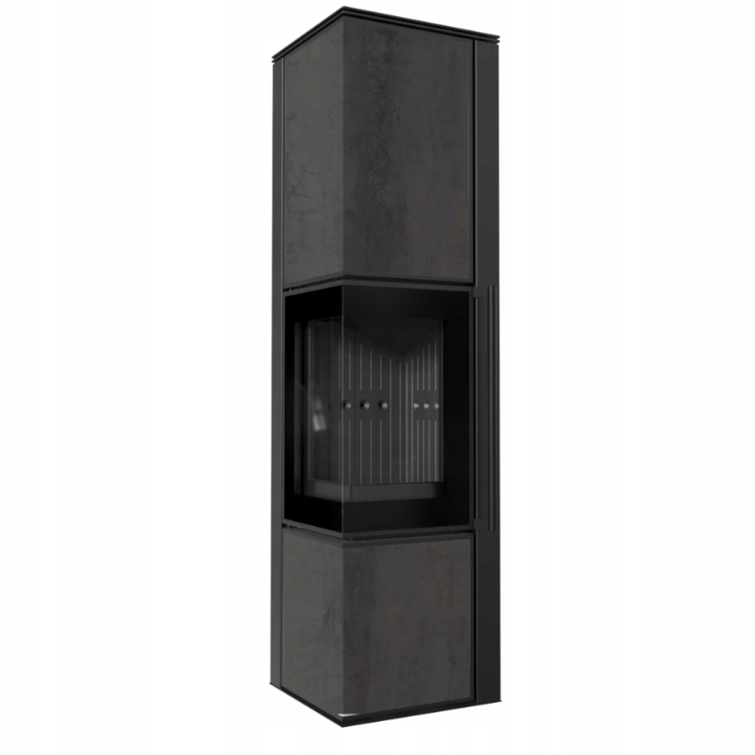 Kamna ocelová koza Tora L 8 kW fi150 bílý panel černé provedení zavírání