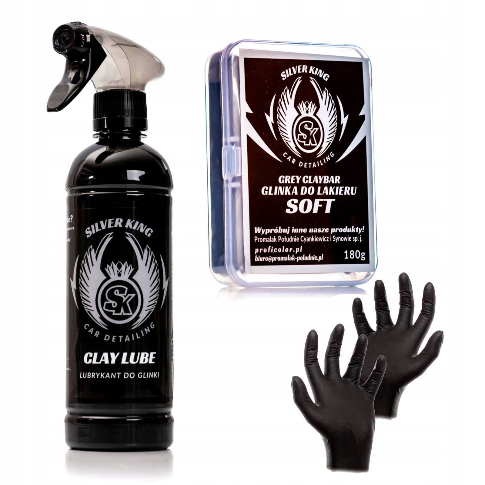 Glinka do Lakieru Soft Lubrykant Rękawiczki Ochronne Zestaw Silver King