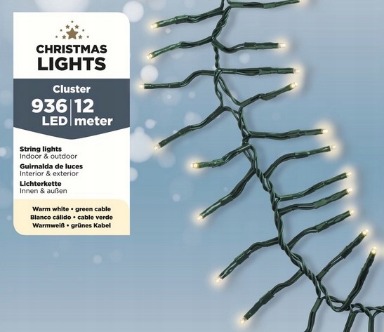 

Lampki ciepły biały 936 Led 12 metrów