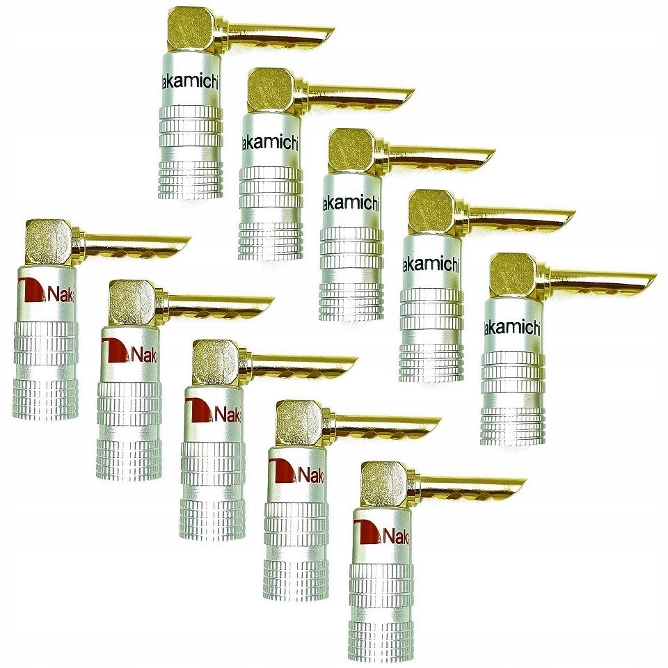 Úhlové banánové zástrčky Bfa Nakamichi Hq Gold 10 Ks