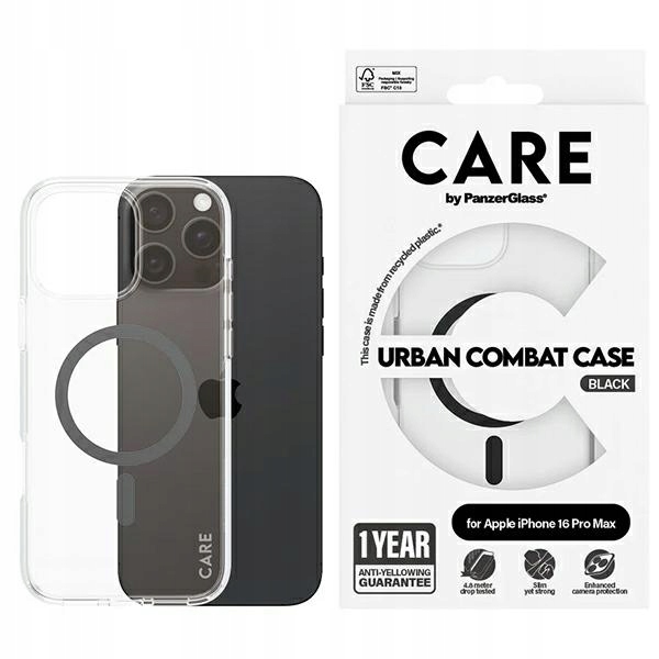 PanzerGlass Combat Case pouzdro MagSafe Průhledné kryt zadní pro iPhone 16 Pro Max
