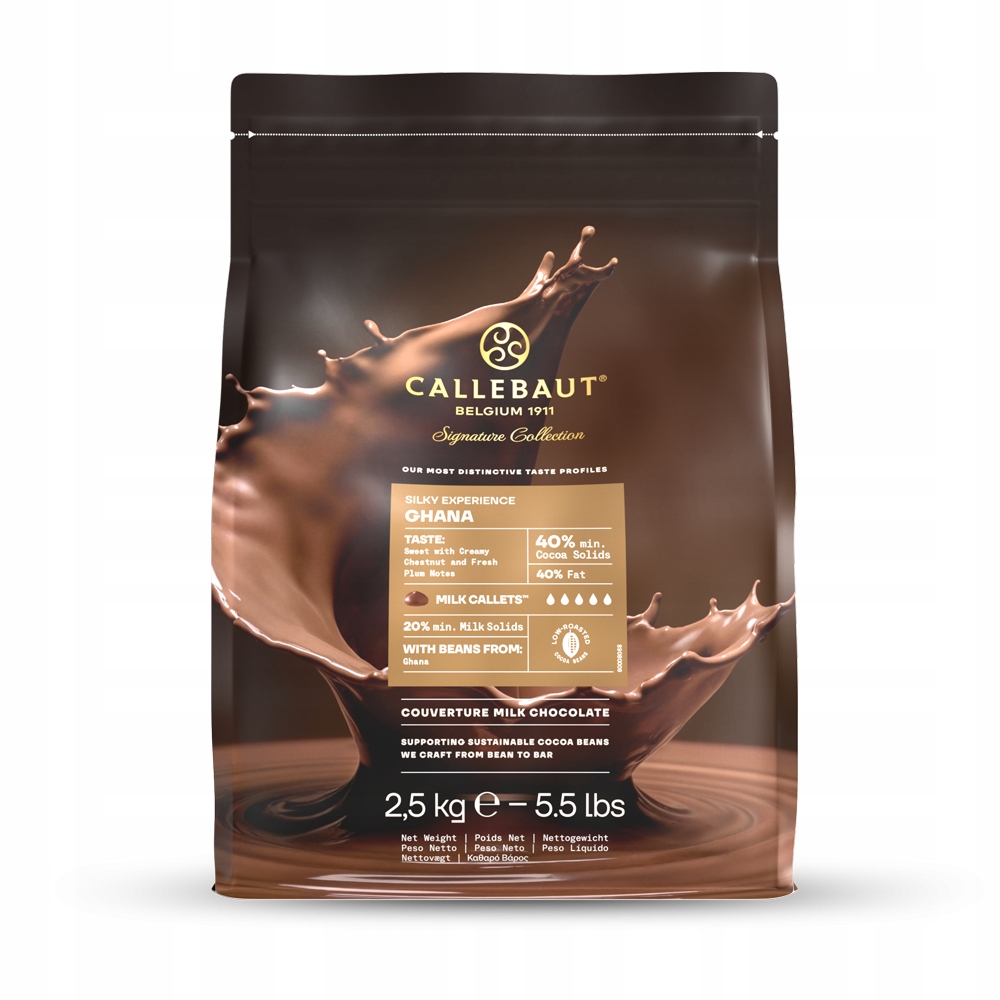 Levně Callebaut Ghana 40% Čokoláda v pastilkách 2,5 kg