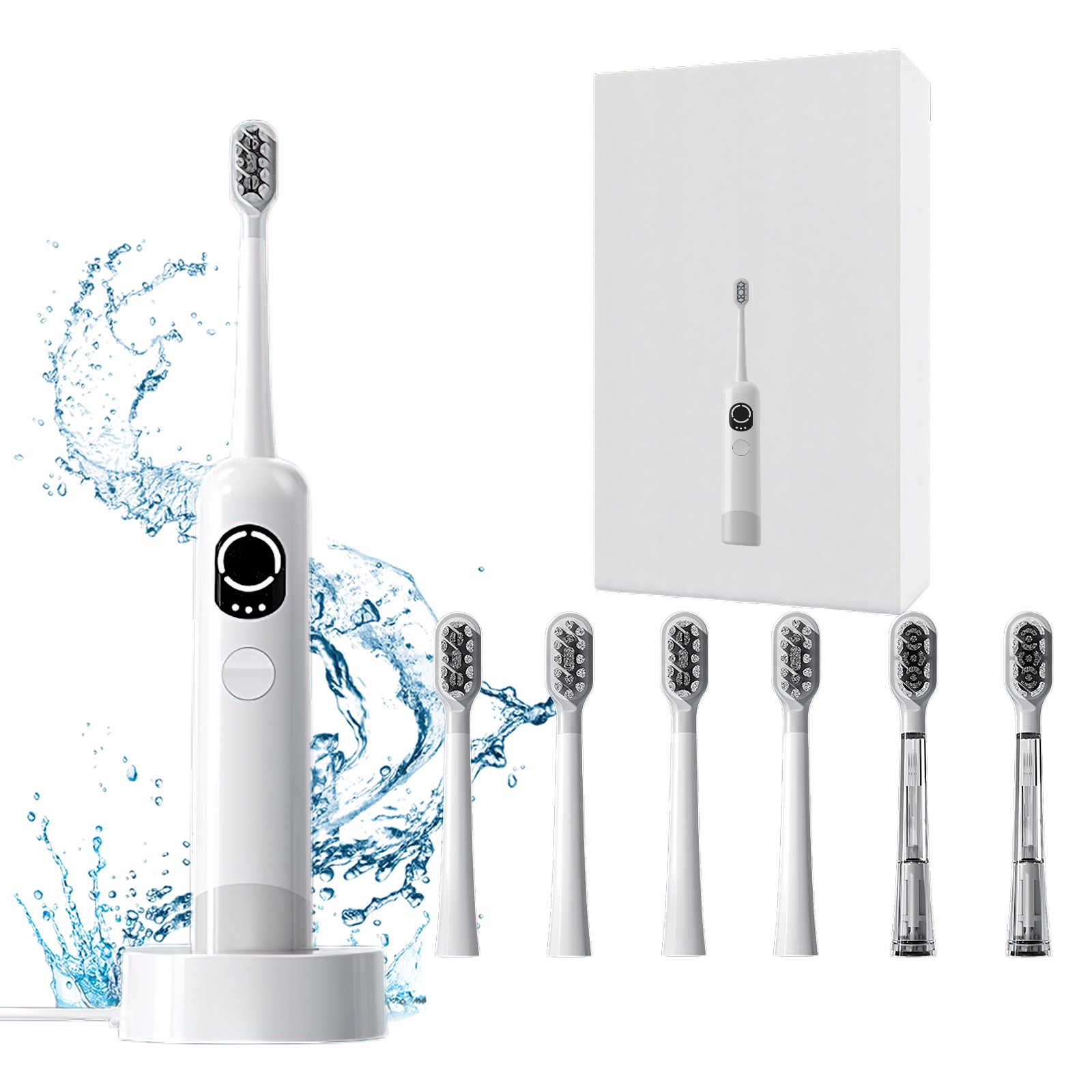 Szczoteczka Soniczna Do Zębów Oscylacja+wibracja 6 Końcówek-elektryczna