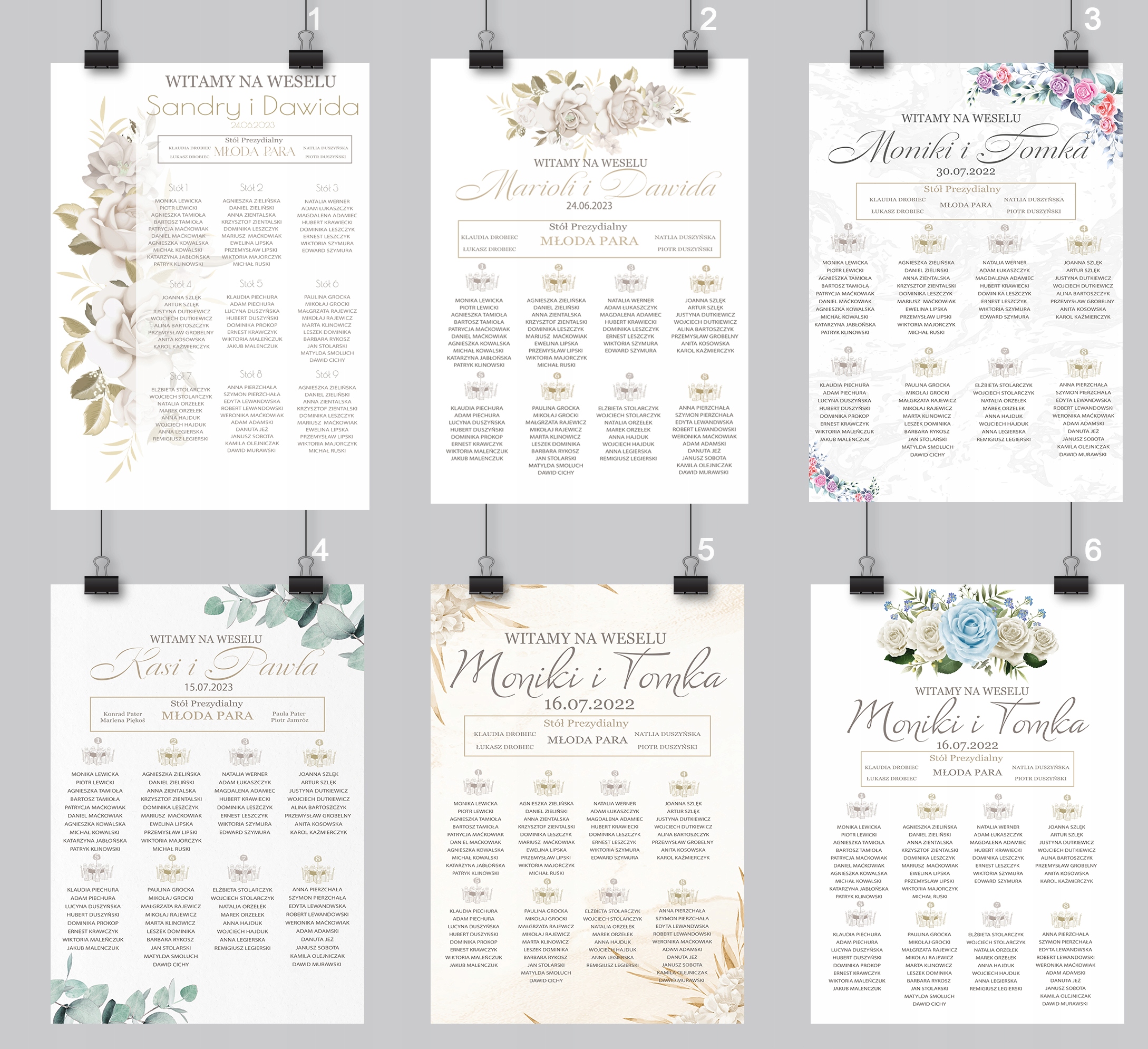 Plan stołów weselnych - Wesele - plakat 60 x 90 cm Kształt prostokątny