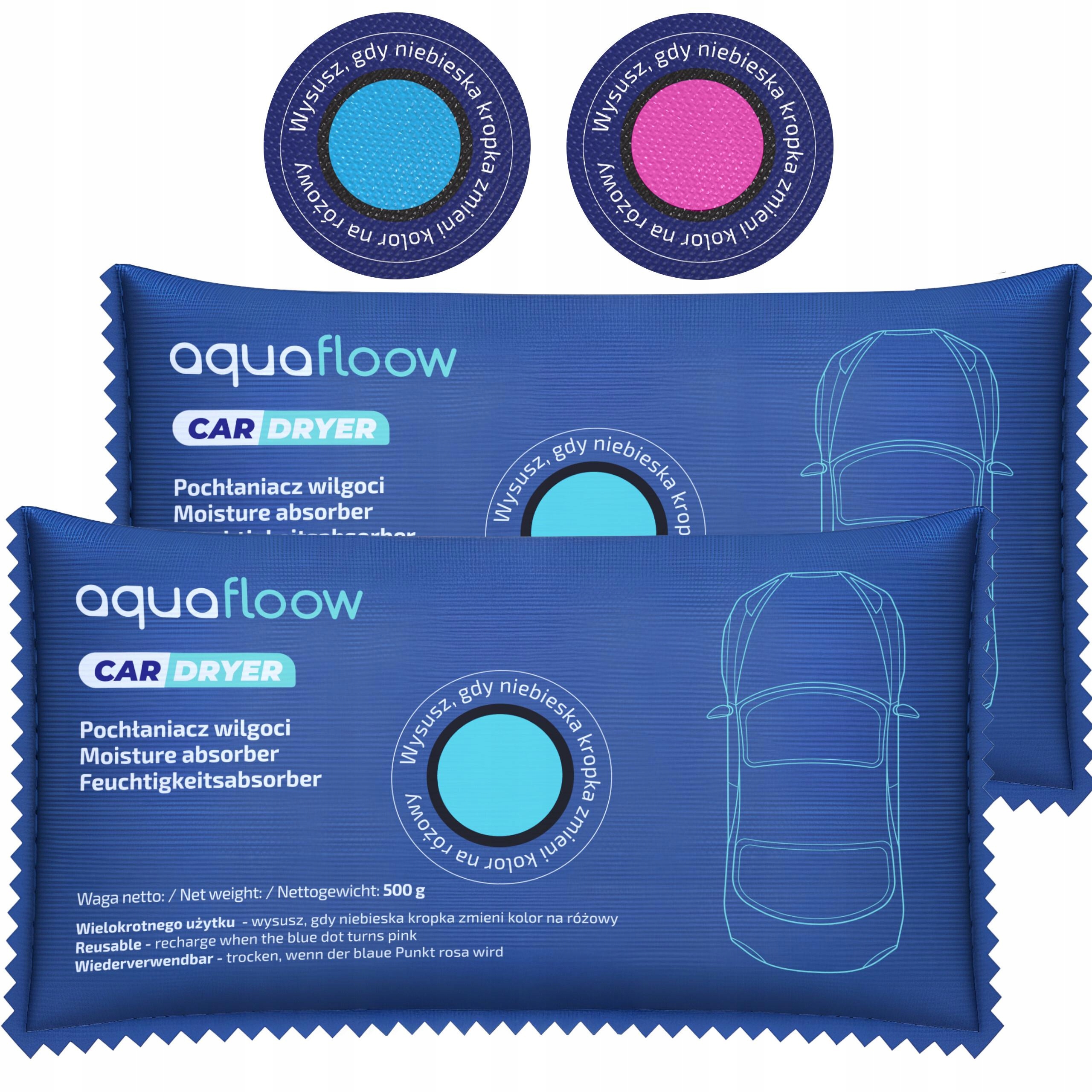Pochłaniacz wilgoci do auta osuszacz powietrza odnawialny 500g AquaFloow x2