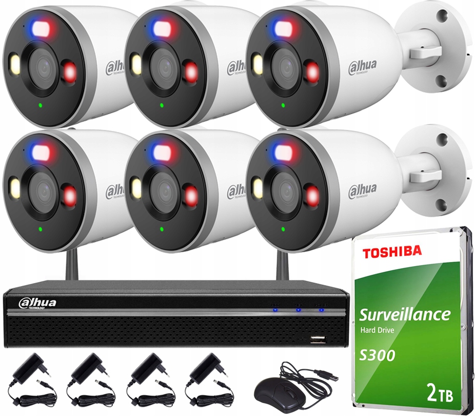 Monitorovací sada Wifi 5MPx Dahua 6 kamer F5D-PB Venkovní Dual Light