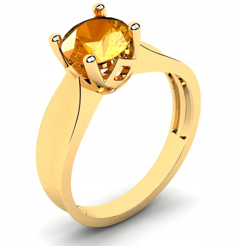 

Pierścionek Złoty Szeroki Z Cytrynową Cyrkonią