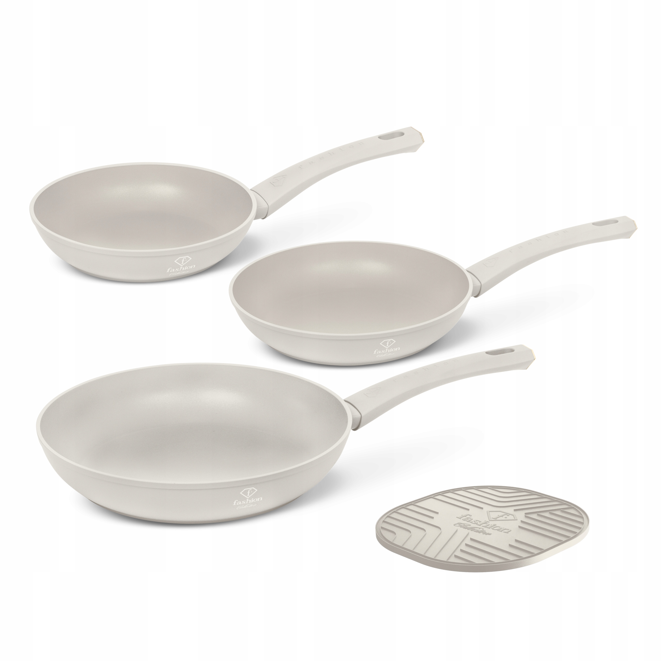 Sada 3 panvíc béžová podložka, Fashion FTV-0075, Matte Cream-Gold