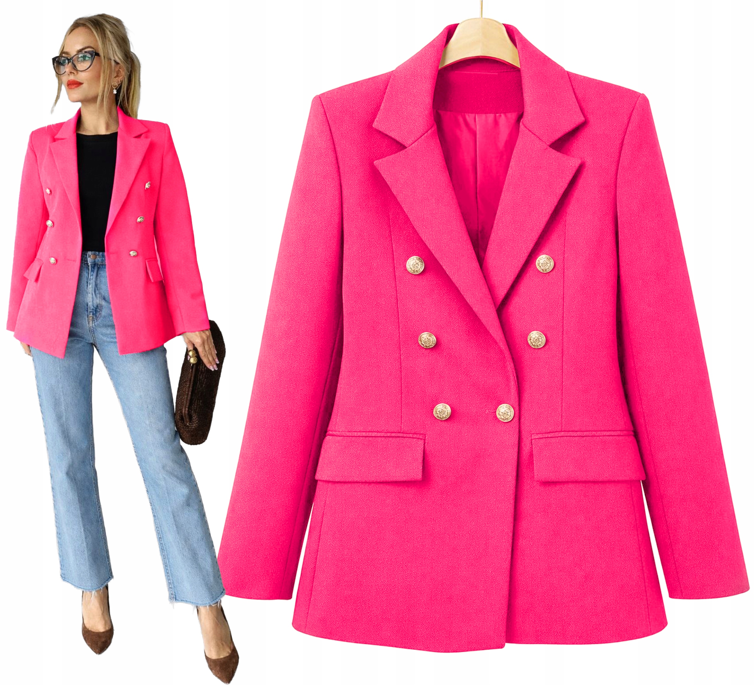 Marynarka damska Żakiet dwurzędowe złote guziki 46 Olimpia