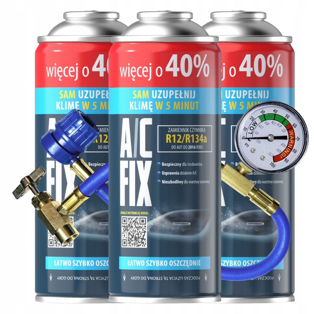 Ac Fix Chladící Médium pro doplnění klimatizace 3xR134a Kabel 705 g