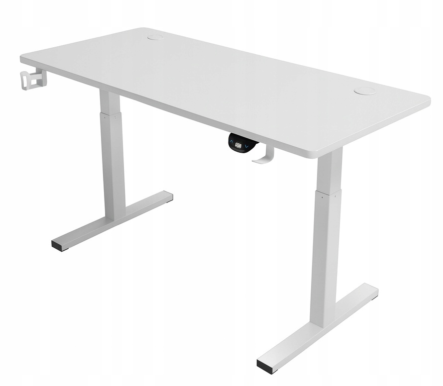 Biurko regulowane 140cm Elektryczne regulacja wysokości 72-118cm białe LED
