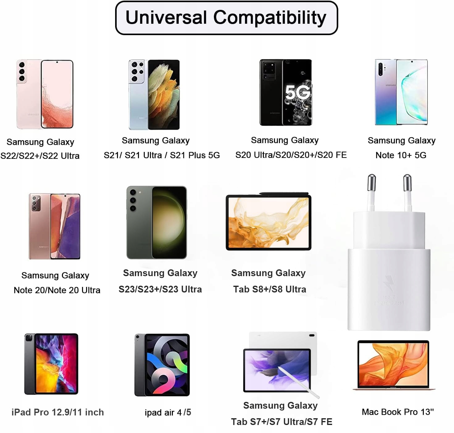 SZYBKIE ŁADOWANIE USB C DO SAMSUNG GALAXY S Z FOLD FLIP TABLET BIAŁY — miniatura 5