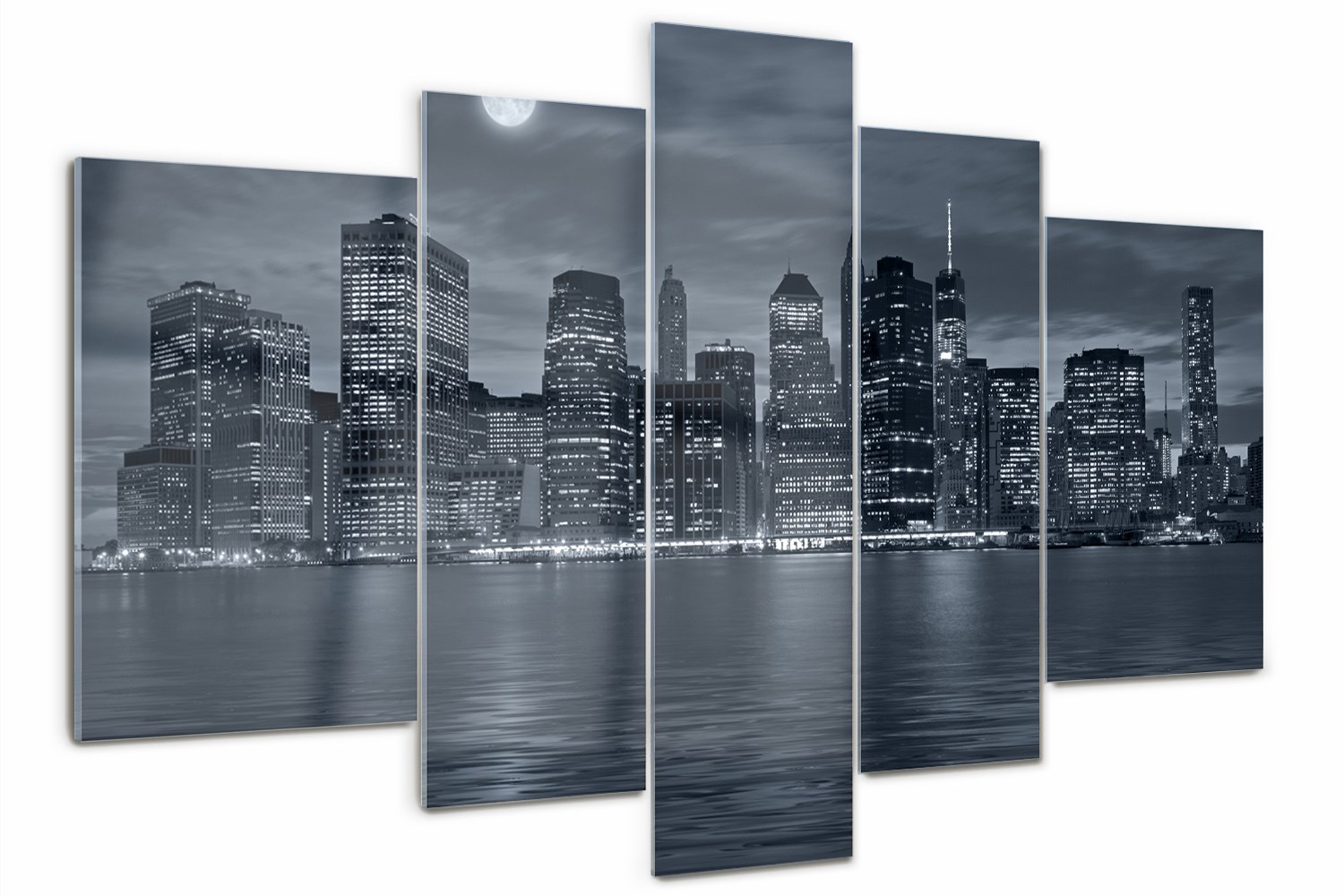 Sklenený triptych do obývačky New York v noci