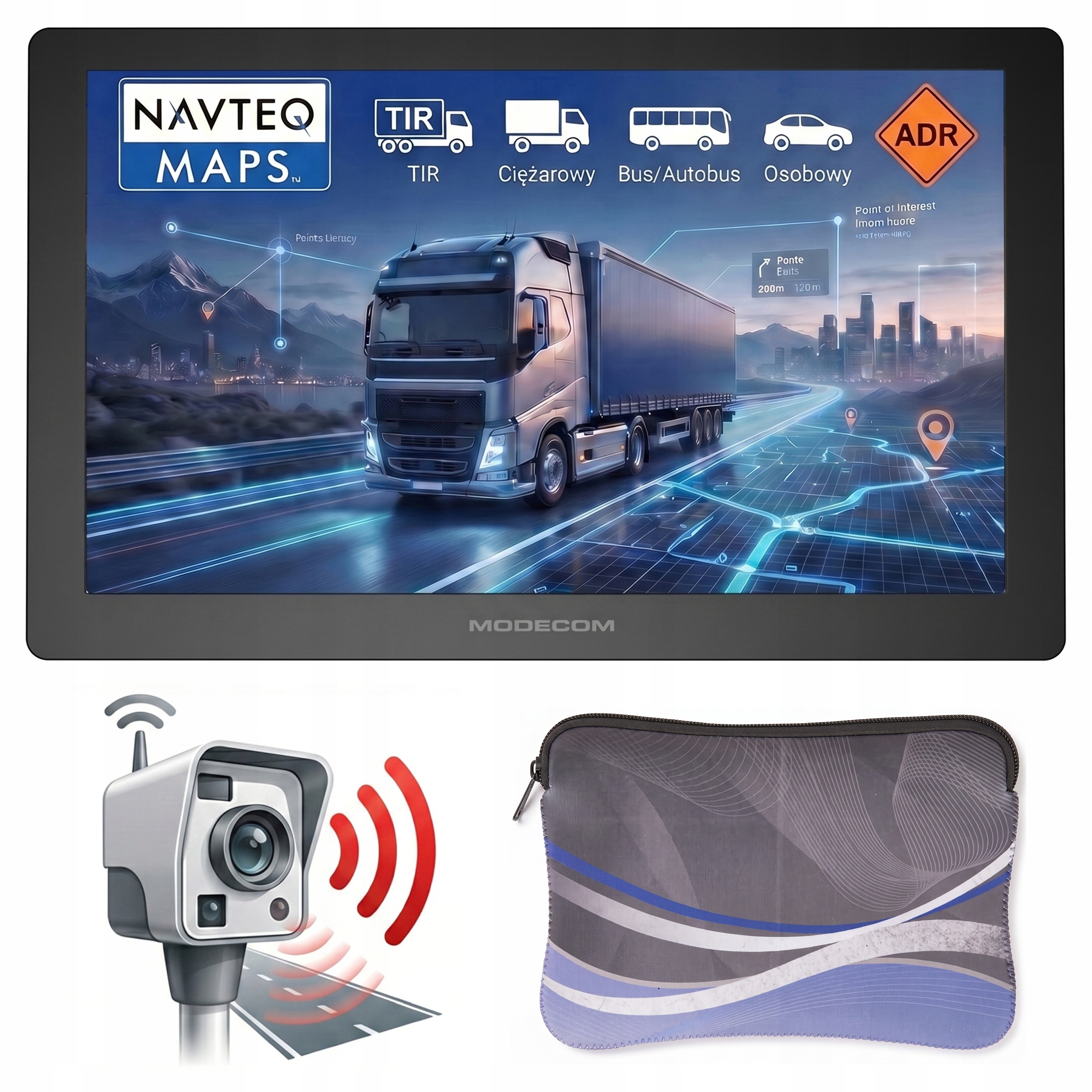 Navigační vůz Modecom CX 9.0 Truck Kamion Bus Pouzdro Fotoradary 2026