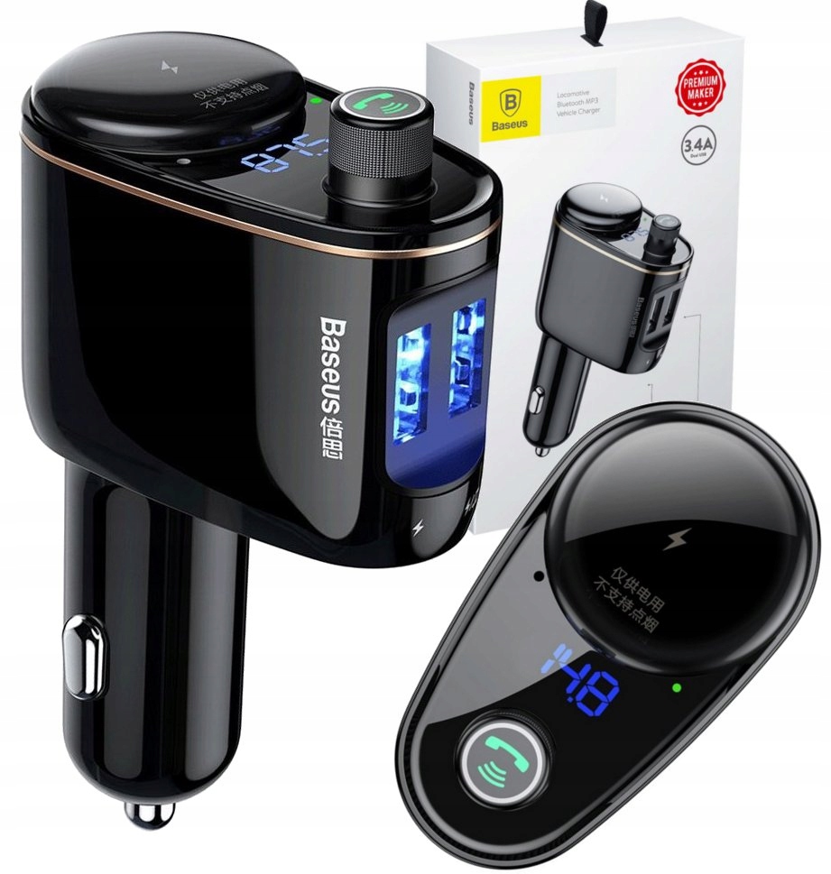 

Transmiter Fm Do Samochodu Baseus 2X Usb Bluetooth
