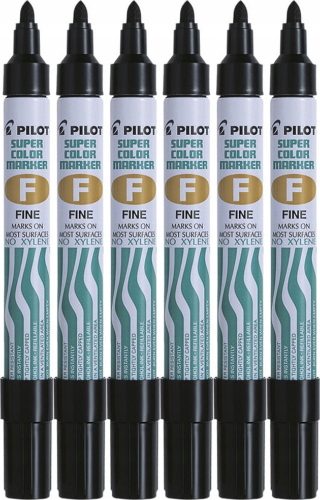 MARKER PERMANENTNY CZARNY okrągły SCA-F PILOT TRWAŁY NIEZMYWALNY x 6