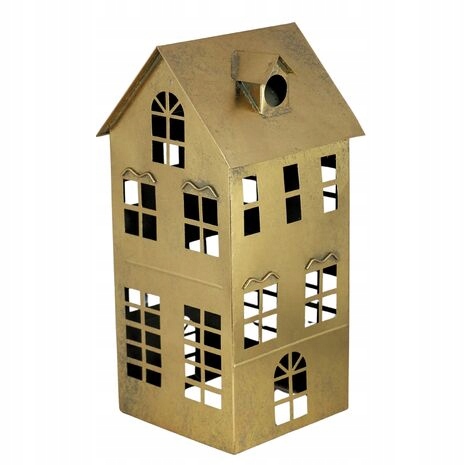 DOMEK DOM METALOWY FIGURKA FIGURA ŚWIECZNIK LAMPION TEE LIGHT NA PREZENT