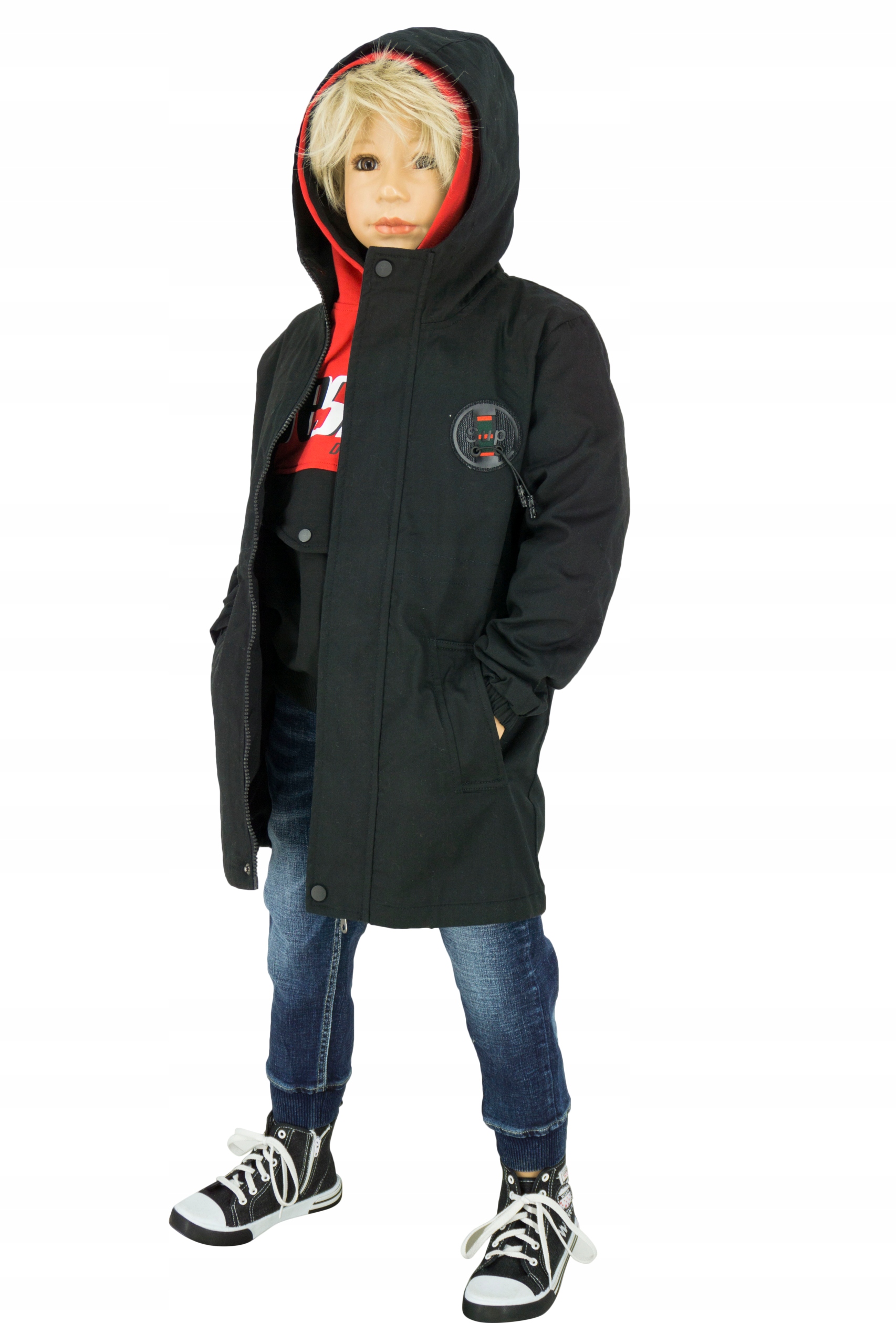 X073 Bawełniana kurtka na polarze parka r 146 Wiek dziecka 10 lat +