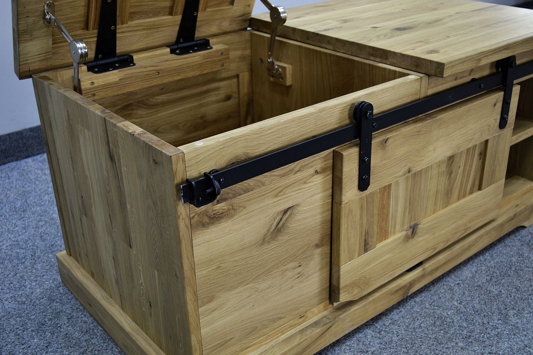 Skrzynia drewniana DĘBOWA drewno dąb 102x52x48 cm Wysokość mebla 48 cm