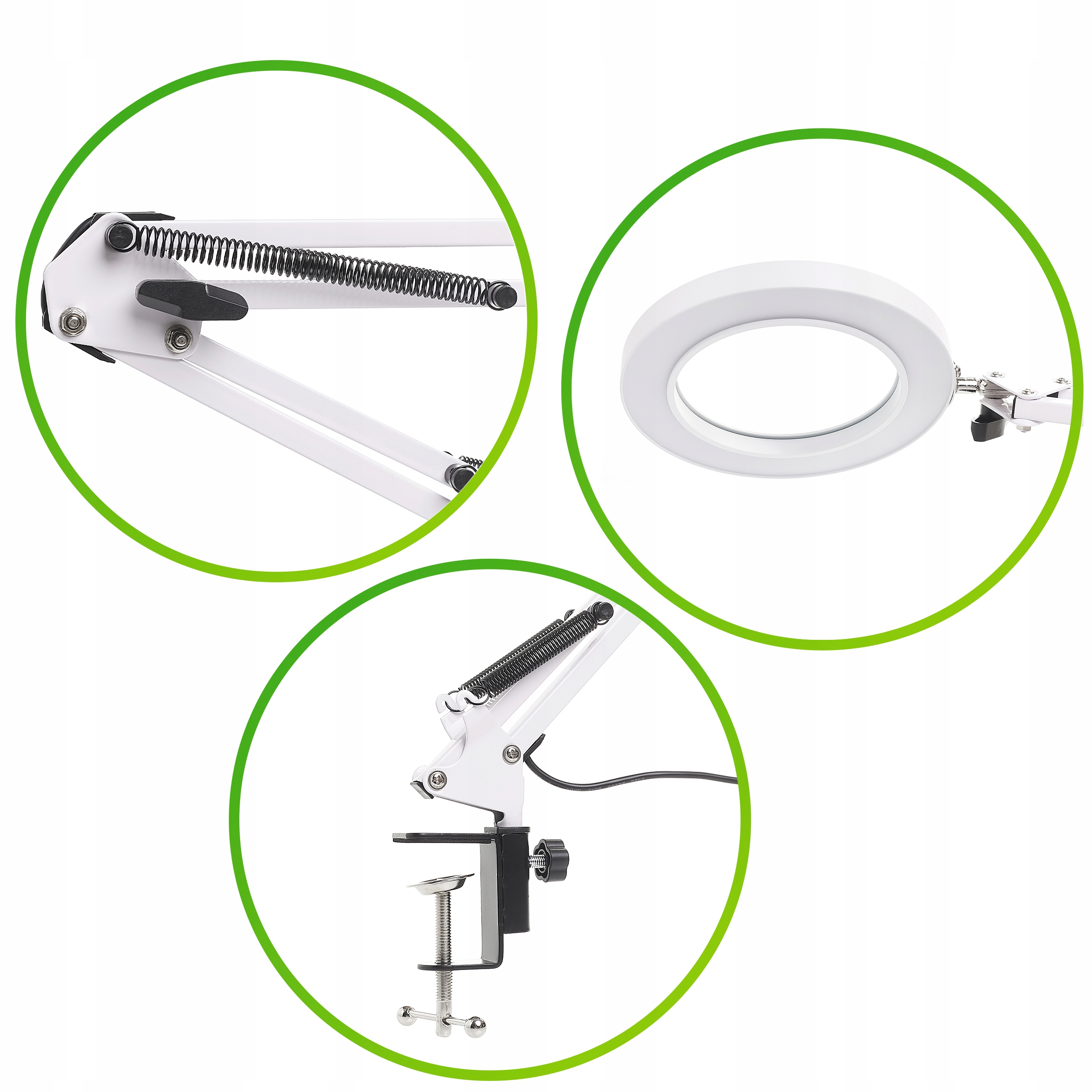 LAMPA KOSMETYCZNA BIUROWA OŚWIETLENIE LED REGULACJA USB 12W ADAPTER 5W SIEć Marka Techrebal