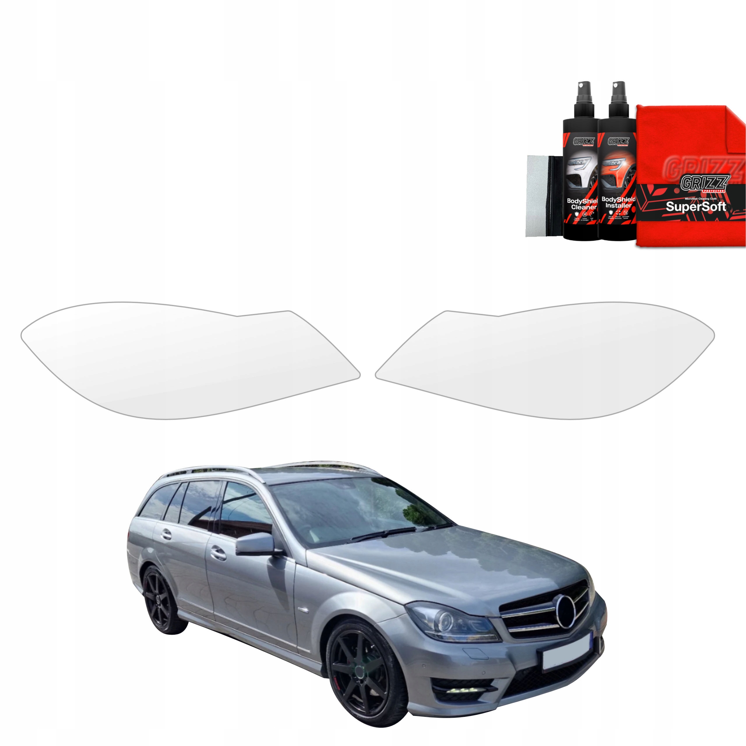 2v1 Fólie Ppf na světlomety pro Mercedes C třídy S204 Kombi Facelift (2011-2014)