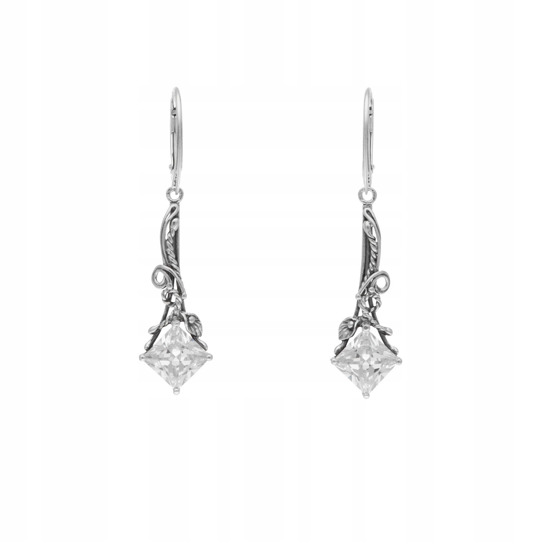 Náušnice s bílými zirkony, stříbro